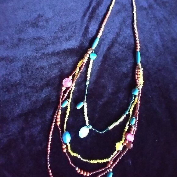 Beautiful Colorful Multi Layer Beaded Necklace - Picture 6 of 10